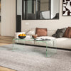 HOMCOM Tempered Glass Coffee Table, Modern Home Furniture, Clear Coffee Table for Living Room, Easy to Clean and Safe Rounded Edges, 39.4" x 19.7" x 13.8"
