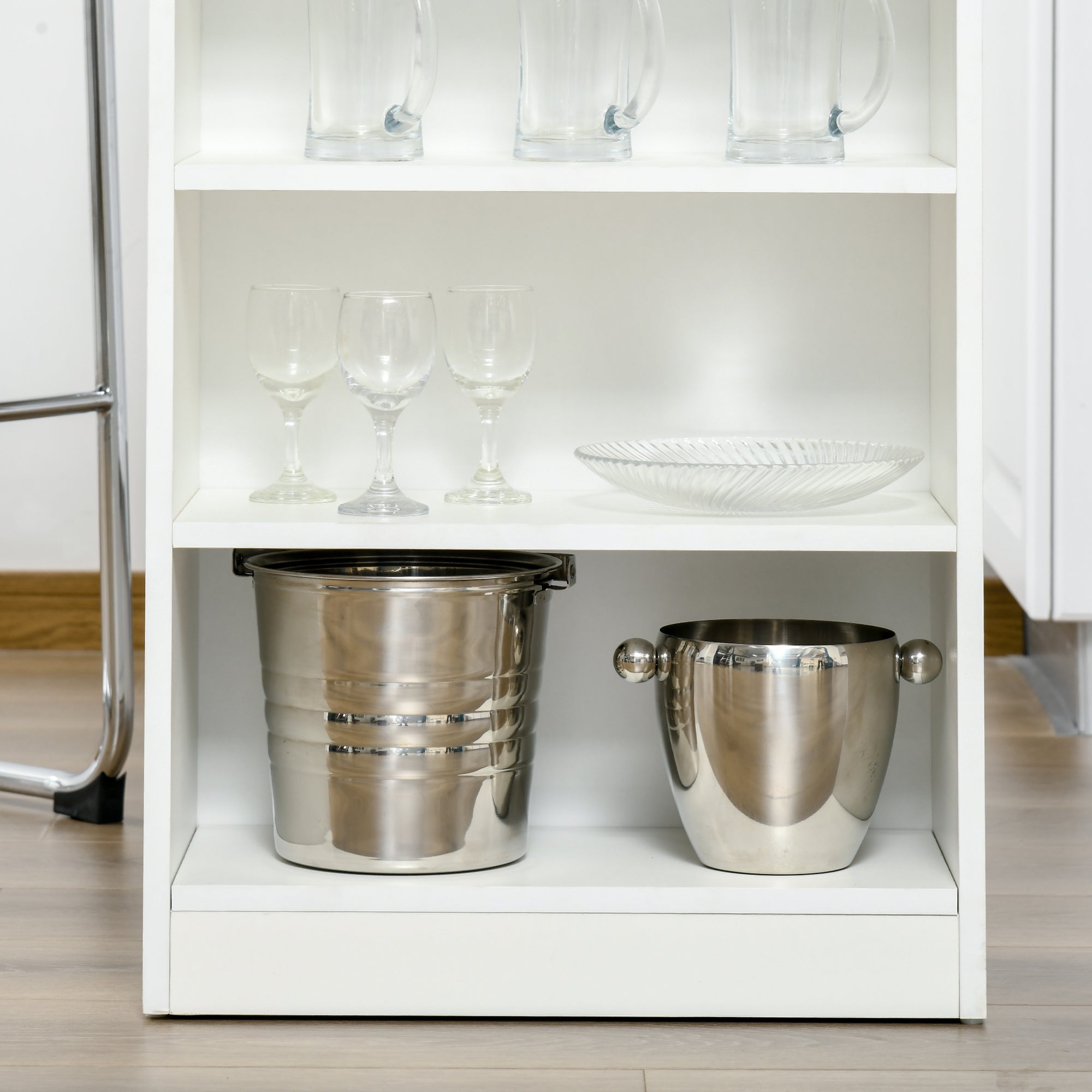 HOMCOM Bar Table, High Top Pub Table with 4 Storage Shelves, Modern Bar Height Table for Home Bar, Kitchen, Grey