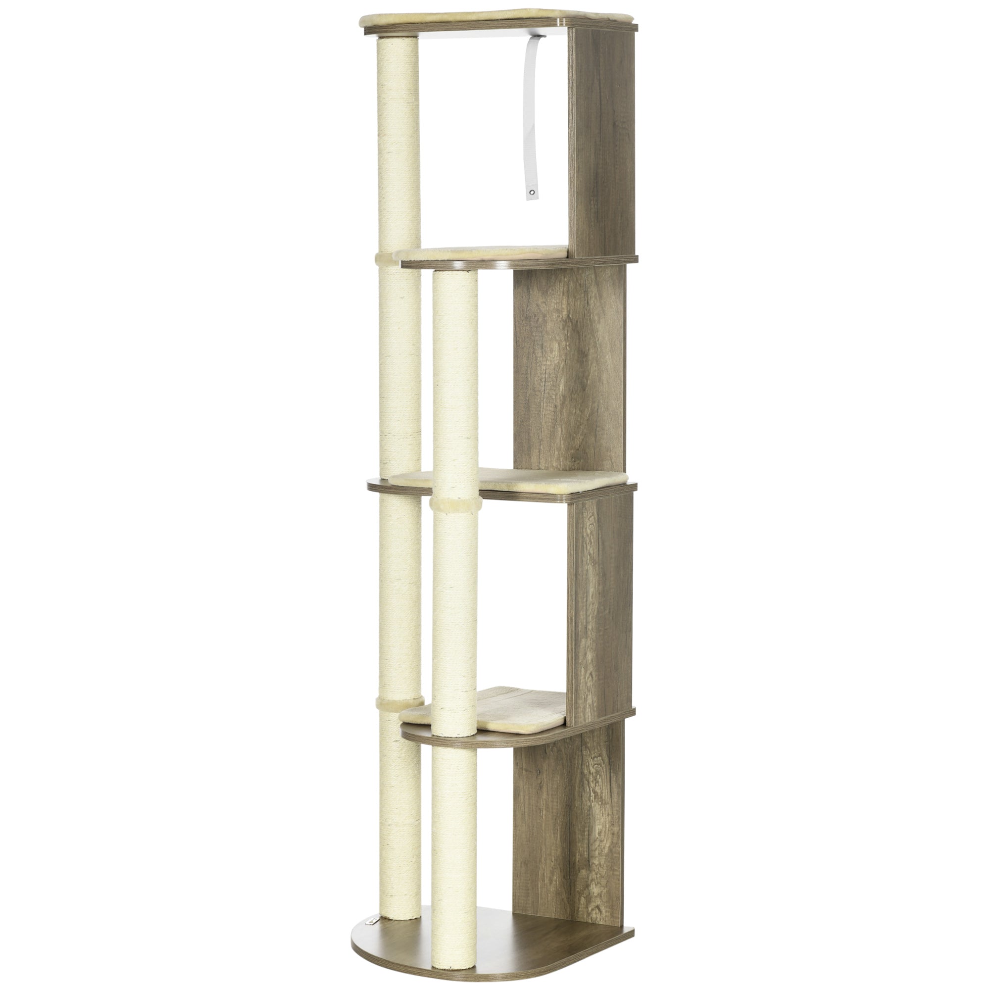 PawHut 65" Cat Tree Tower, Cat Condo Furniture, Multi-Level Activity Center with Jute Scratching Posts, Carpeted Perches
