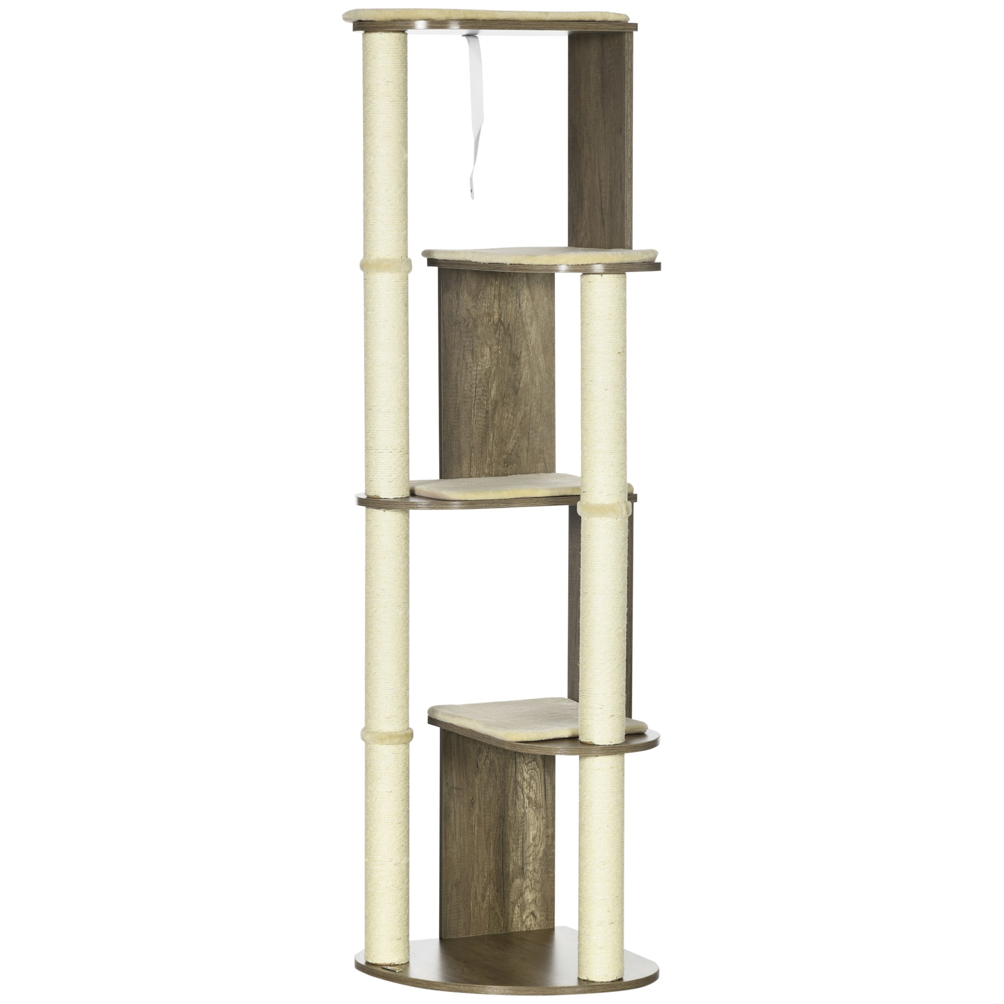 PawHut 65" Cat Tree Tower, Cat Condo Furniture, Multi-Level Activity Center with Jute Scratching Posts, Carpeted Perches
