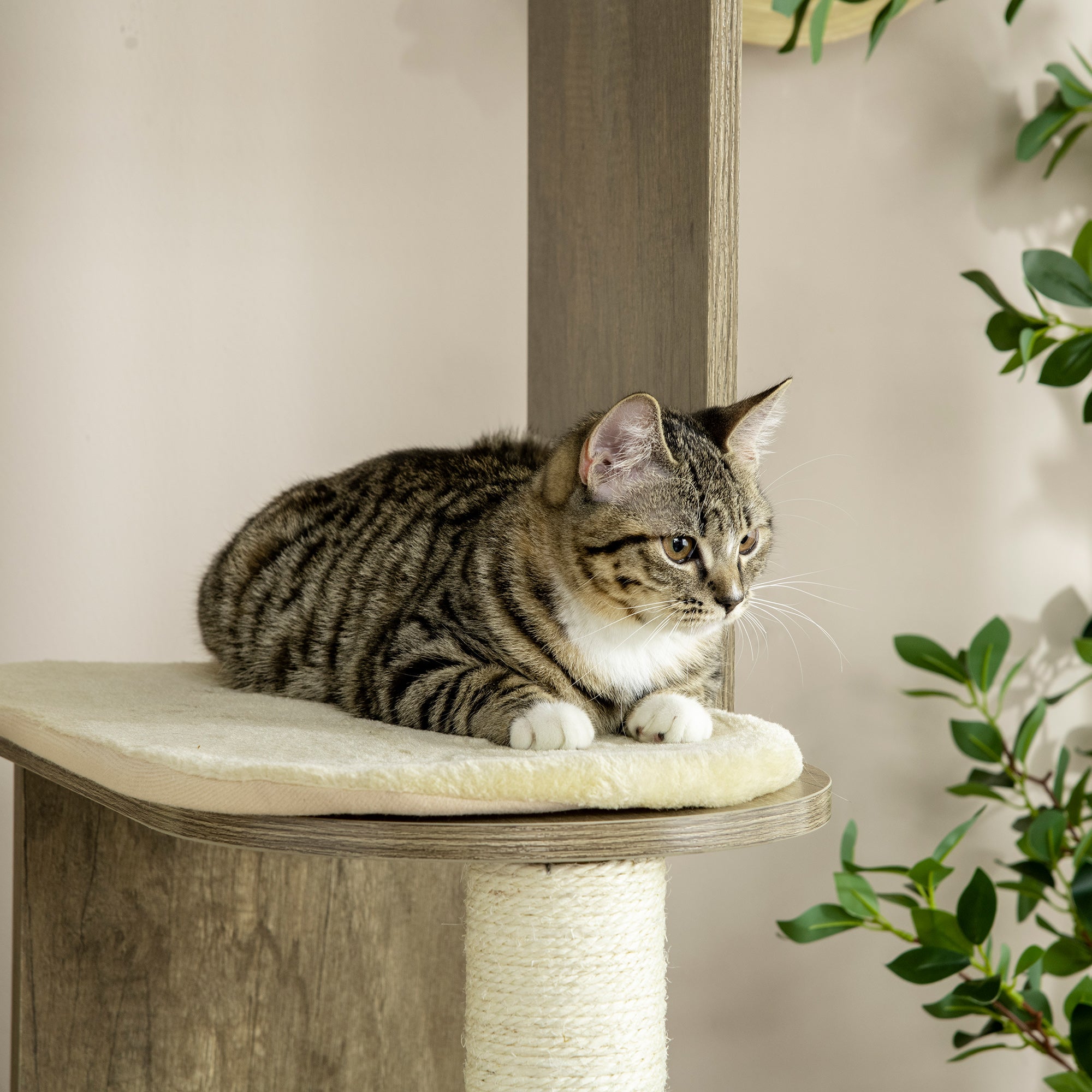 PawHut 65" Cat Tree Tower, Cat Condo Furniture, Multi-Level Activity Center with Jute Scratching Posts, Carpeted Perches