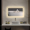 HOMCOM 39" x 24" LED Bathroom Mirror with Frontlit and Backlit, 3 Colour and Dimmable Frameless Vanity Mirror, Wall Mounted Makeup Mirror with Anti-Fog and Touch Button, Clear