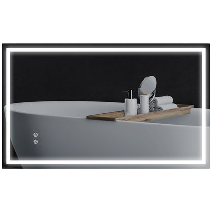 HOMCOM 39" x 24" LED Bathroom Mirror with Frontlit and Backlit, 3 Colour and Dimmable Frameless Vanity Mirror, Wall Mounted Makeup Mirror with Anti-Fog and Touch Button, Clear