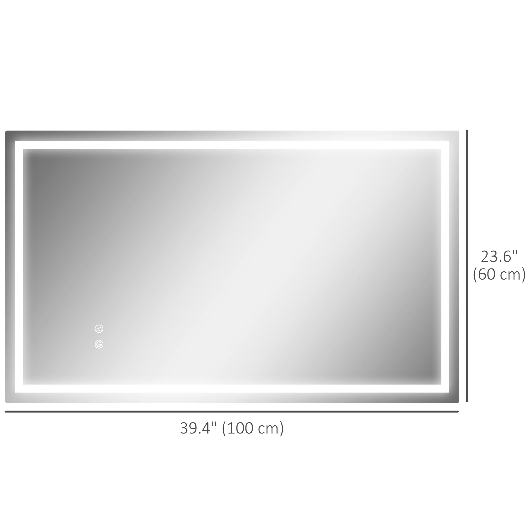 HOMCOM 39" x 24" LED Bathroom Mirror with Frontlit and Backlit, 3 Colour and Dimmable Frameless Vanity Mirror, Wall Mounted Makeup Mirror with Anti-Fog and Touch Button, Clear