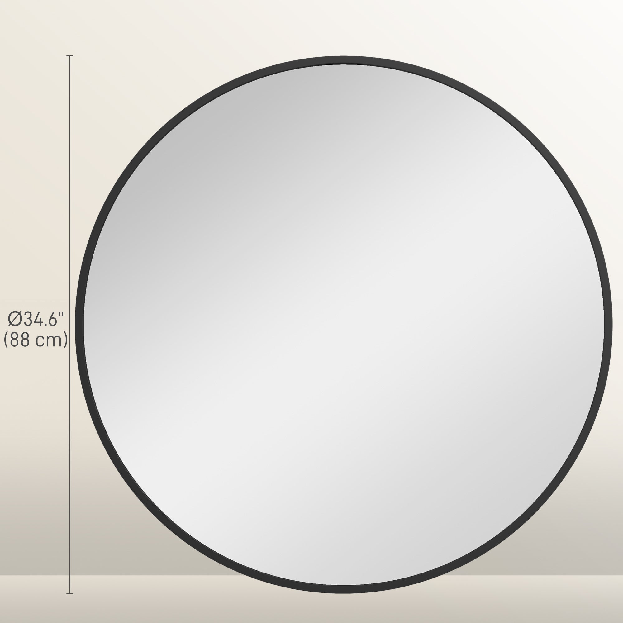 HOMCOM 36" Round Wall Mirror, Bathroom Mirror for Living Room, Bedroom, Entryway, Home Decor, Black