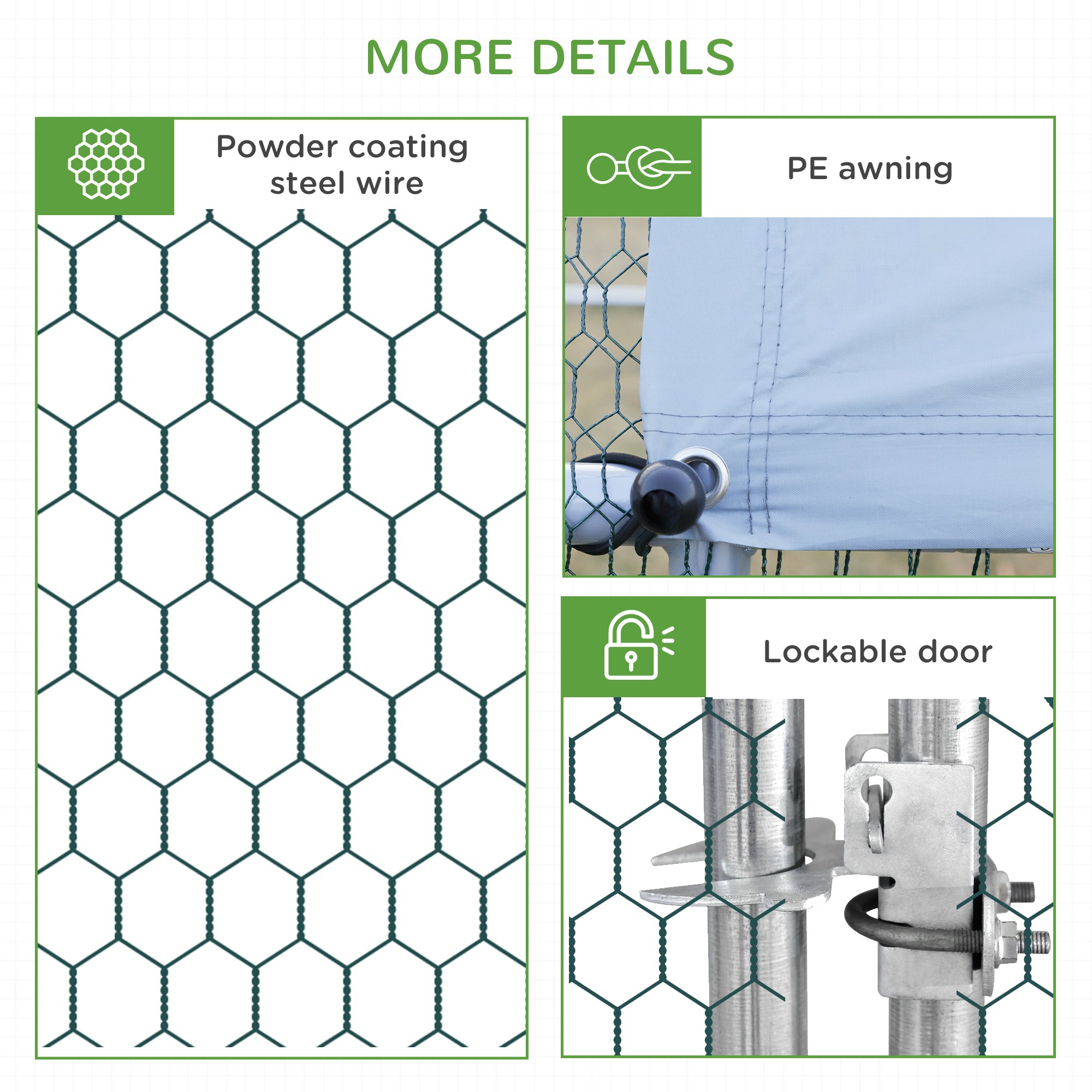 PawHut Chicken Run Galvanised Walk-in Chicken Coop Hen Poultry House Cage Rabbit Hutch Pet Playpen Garden w/ Water-Resist Cover, 3 x 6 x 2m