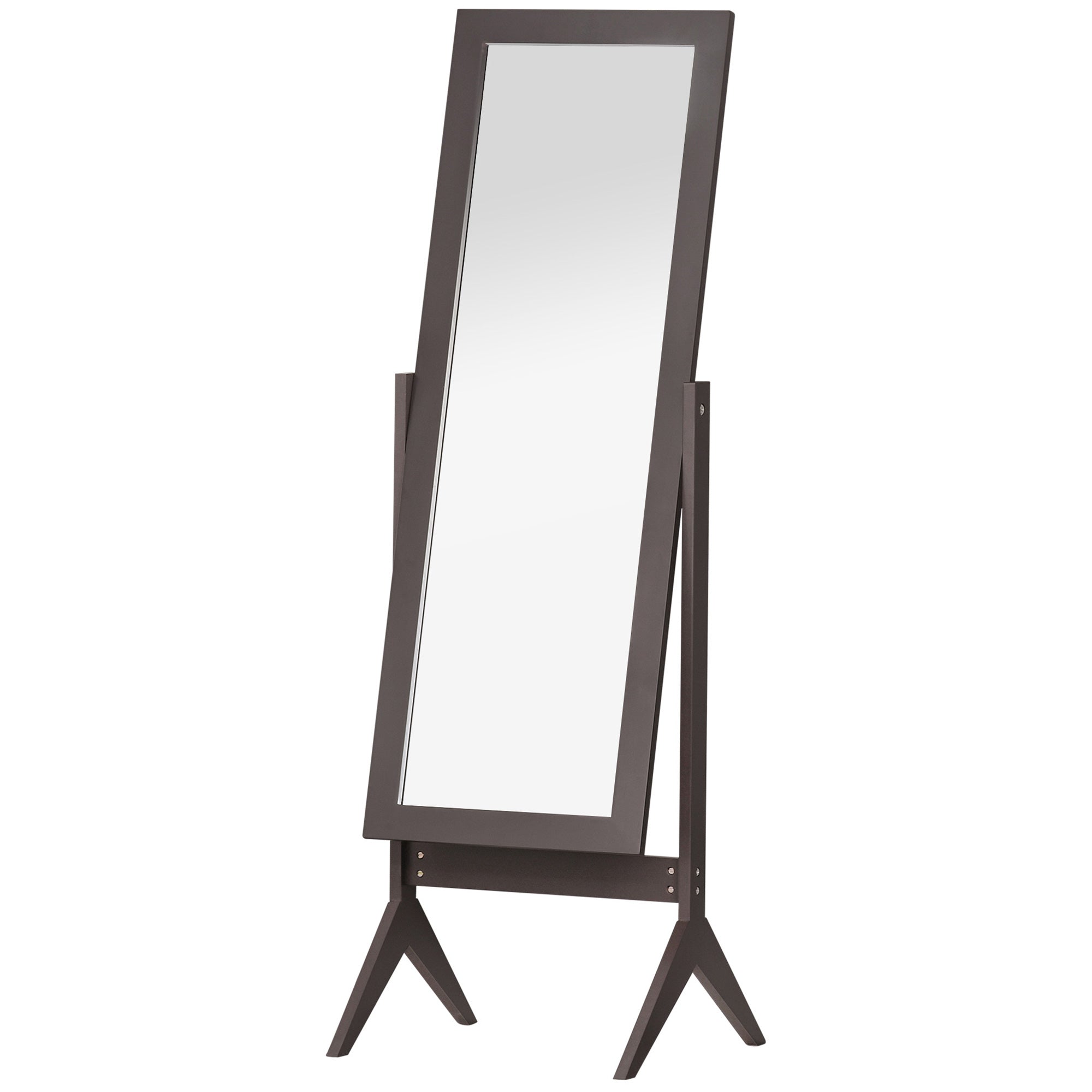 HOMCOM Full Length Mirror, Free Standing Mirror with Rectangular Frame, Adjustable Angle for Dressing Room, Bedroom, Living Room, Dark Brown