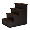 PawHut 4 Levels Wooden Dog Steps Pet Stairs for High Bed, Cat Ladder for Bed Couch with Non-Slip Carpet, Dark Coffee
