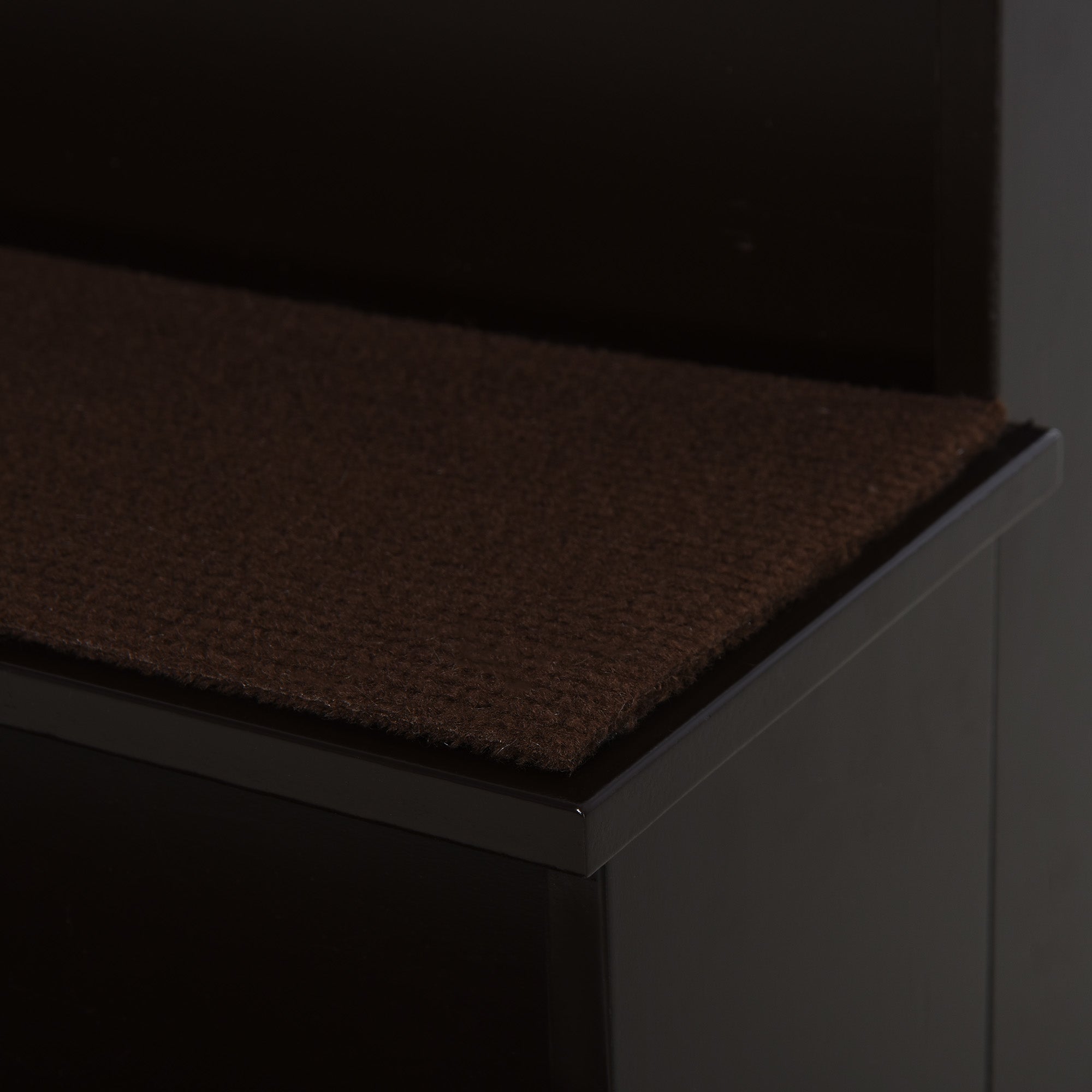 PawHut 4 Levels Wooden Dog Steps Pet Stairs for High Bed, Cat Ladder for Bed Couch with Non-Slip Carpet, Dark Coffee