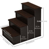PawHut 4 Levels Wooden Dog Steps Pet Stairs for High Bed, Cat Ladder for Bed Couch with Non-Slip Carpet, Dark Coffee