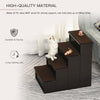 PawHut 4 Levels Wooden Dog Steps Pet Stairs for High Bed, Cat Ladder for Bed Couch with Non-Slip Carpet, Dark Coffee