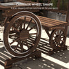 Outsunny Outdoor Dining Set for 4 People, Wooden 3-Piece Carriage Wheels Design Outdoor Table and Chairs Rustic Style for Porch, Backyard, Balcony, Poolside, Carbonized
