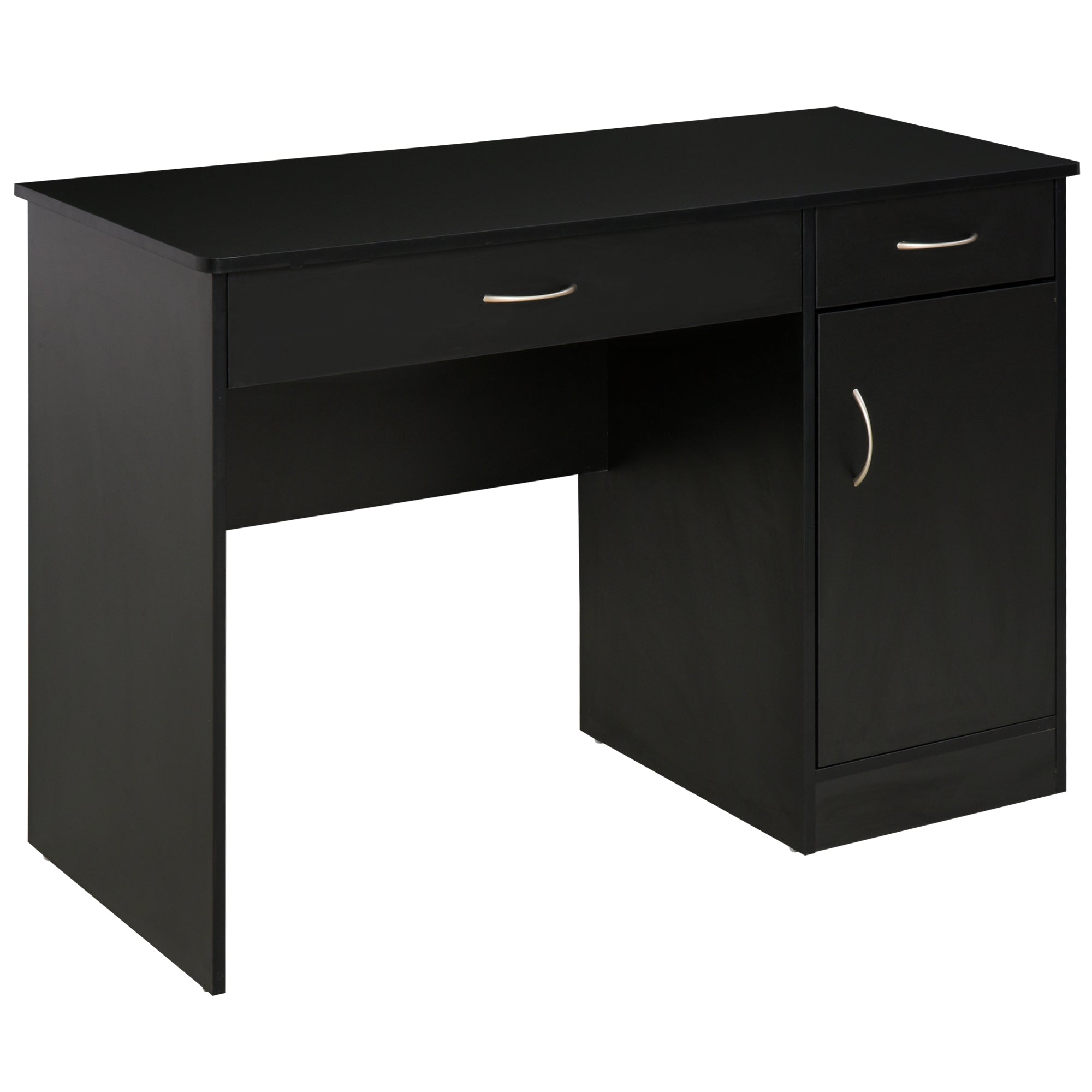 HOMCOM Computer Desk with Storage Drawers, Study Writing Table with Cabinet Adjustable Shelf for Home Office Workstation Bedroom, Black
