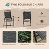 Outsunny 4 Piece Patio Bar Set, Sling Folding Outdoor Furniture with Brown Umbrella for Poolside, Backyard and Garden, Black
