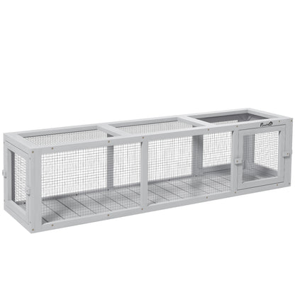 PawHut Outdoor Cat Tunnel with Extendable Design, 59" L Wooden Cat Run with Weather Protection, Connecting Inside and Outside, for Deck Patios, Balconies, Light Gray