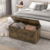 HOMCOM Storage Chest, Storage Trunk with 2 Safety Hinges and U-shaped Cut-out Pull, Wooden Box for Living Room, Entryway, 39.4" x 15.7" x 17.7", Rustic Brown Wood Grain