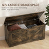 HOMCOM Storage Chest, Storage Trunk with 2 Safety Hinges and U-shaped Cut-out Pull, Wooden Box for Living Room, Entryway, 39.4" x 15.7" x 17.7", Rustic Brown Wood Grain