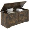 HOMCOM Storage Chest, Storage Trunk with 2 Safety Hinges and U-shaped Cut-out Pull, Wooden Box for Living Room, Entryway, 39.4" x 15.7" x 17.7", Rustic Brown Wood Grain
