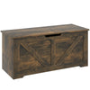 HOMCOM Storage Chest, Storage Trunk with 2 Safety Hinges and U-shaped Cut-out Pull, Wooden Box for Living Room, Entryway, 39.4" x 15.7" x 17.7", Rustic Brown Wood Grain