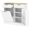 HOMCOM Tilt Out Trash Cabinet, 10 Gallon Freestanding Kitchen Island with 2 Drawers, Hidden Garbage Bin Cabinet with Spice Rack for Laundry, Hallway, White