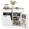 HOMCOM Tilt Out Trash Cabinet, 10 Gallon Freestanding Kitchen Island with 2 Drawers, Hidden Garbage Bin Cabinet with Spice Rack for Laundry, Hallway, White