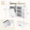HOMCOM Tilt Out Trash Cabinet, 10 Gallon Freestanding Kitchen Island with 2 Drawers, Hidden Garbage Bin Cabinet with Spice Rack for Laundry, Hallway, White