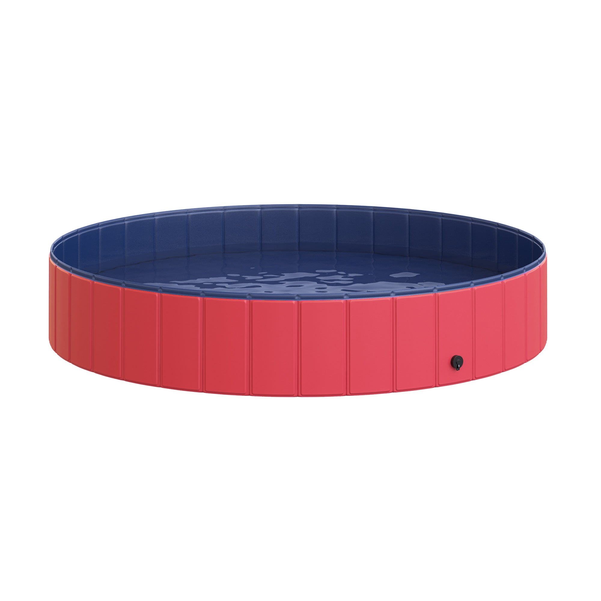 PawHut Foldable Dog Paddling Pool Pet Cat Swimming Pool Indoor/Outdoor Collapsible Summer Bathing Tub Shower Tub Puppy Washer (Φ160 × 30H cm, Red)