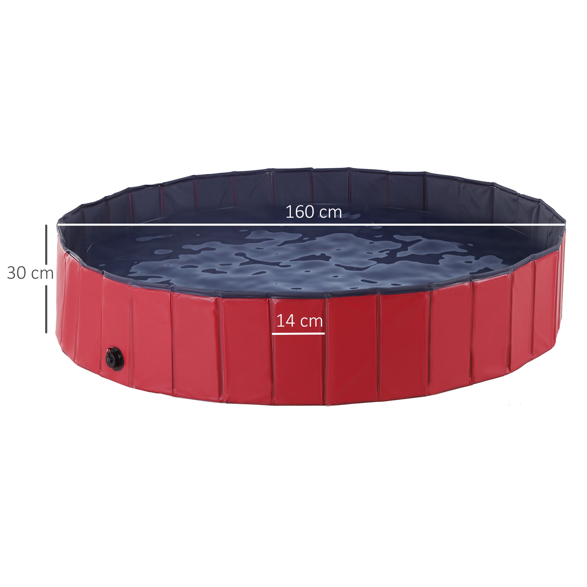 PawHut Foldable Dog Paddling Pool Pet Cat Swimming Pool Indoor/Outdoor Collapsible Summer Bathing Tub Shower Tub Puppy Washer (Φ160 × 30H cm, Red)