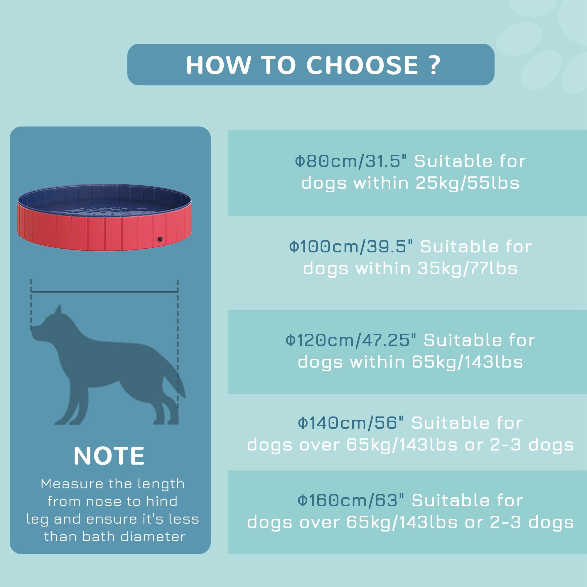 PawHut Folding Dog Pool Portable Pet Kiddie Swimming Pool, Outdoor/Indoor Puppy Bath Tub with Nonslip Bottom for Dogs & Cats,  (Φ63", Red)