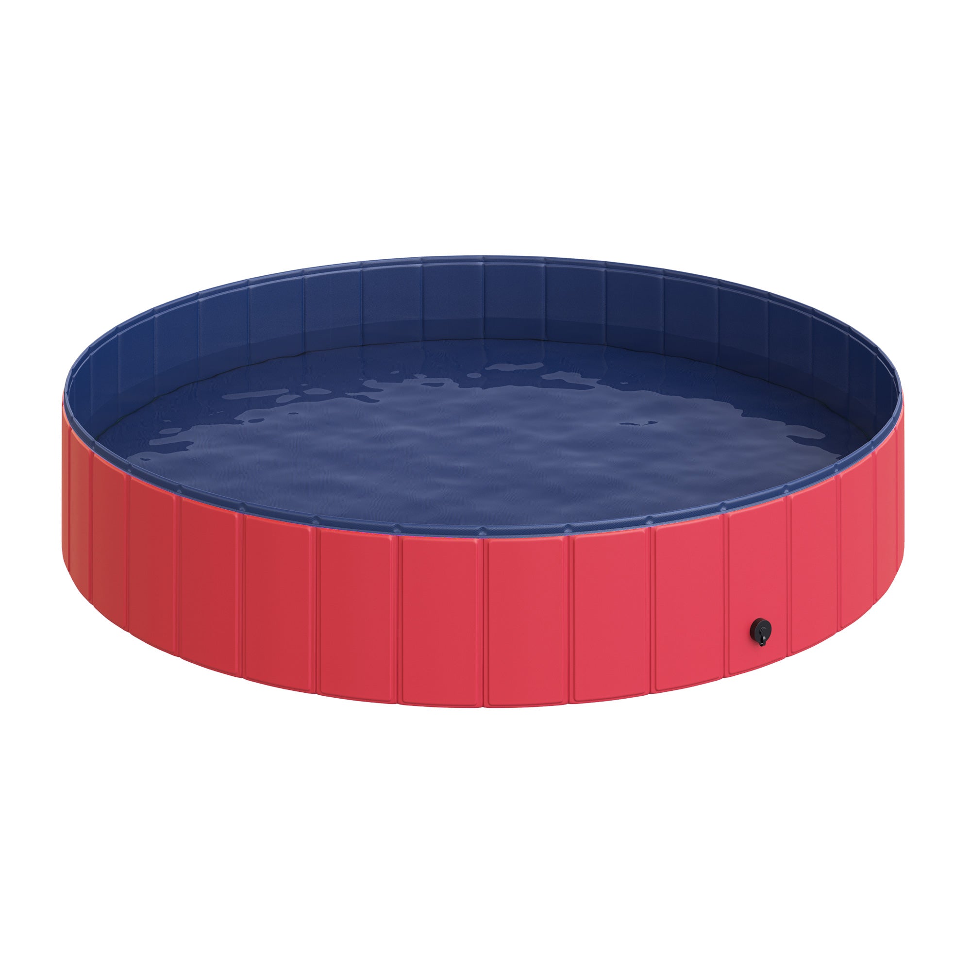 PawHut Folding Dog Pool Portable Pet Kiddie Swimming Pool, Outdoor/Indoor Puppy Bath Tub with Nonslip Bottom for Dogs & Cats,  (Φ63", Red)
