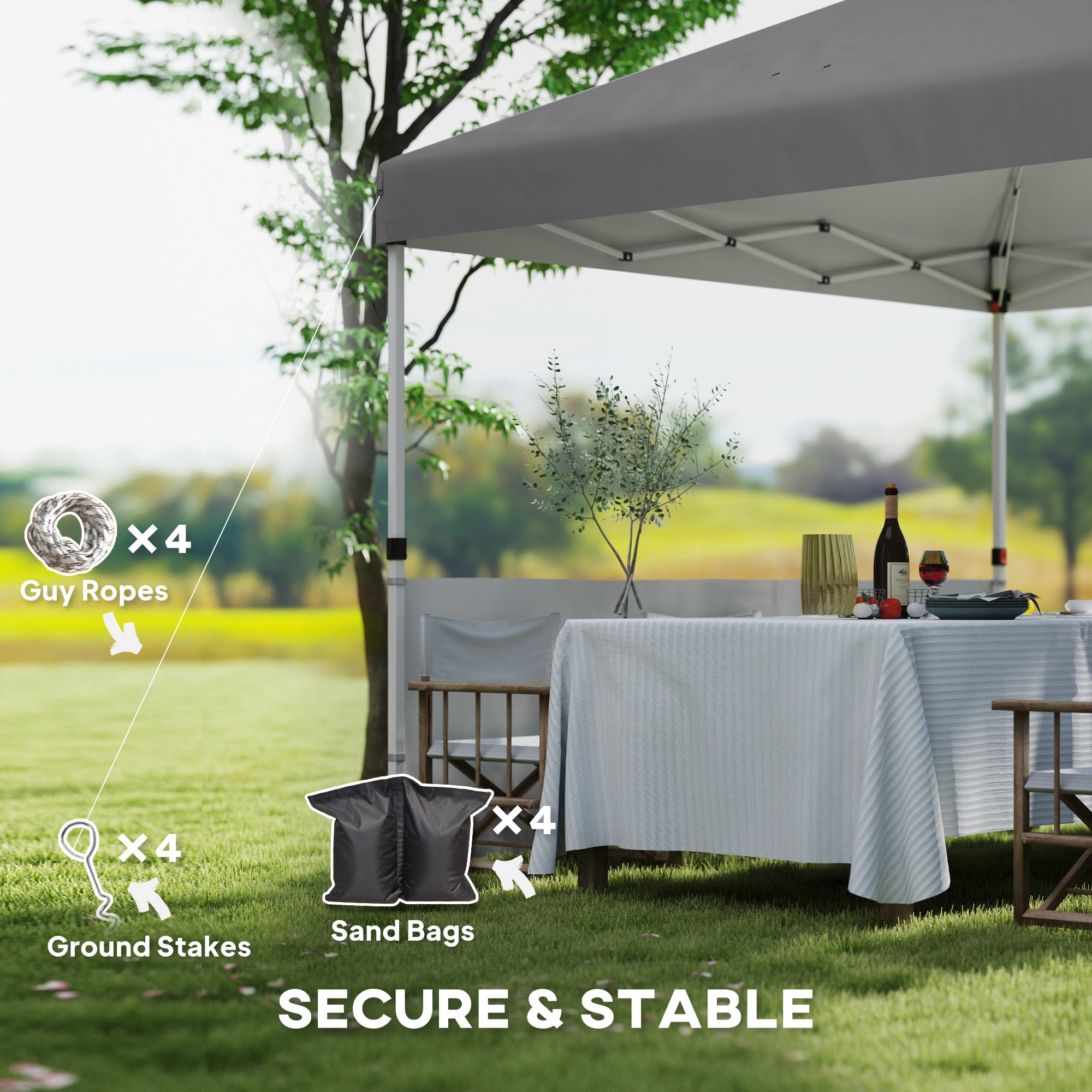 Outsunny 10' x 10' Pop Up Canopy Tent with 2 Half Sidewalls, UV50+ Instant Sun Shelter, Height Adjustable, with Wheeled Carry Bag and 4 Sand Bags for Outdoor, Garden, Dark Grey