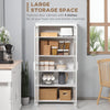 HOMCOM Freestanding Kitchen Pantry, Buffet Cabinet, 5-tier Storage Cabinet with Adjustable Shelves and 2 Glass Doors, White