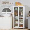 HOMCOM Freestanding Kitchen Pantry, Buffet Cabinet, 5-tier Storage Cabinet with Adjustable Shelves and 2 Glass Doors, White