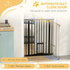PawHut 36"H Dog Gate with Cat Door, Pet Gate with Small Door, Easy Open Indoor Dog Gates for Doorways, House, Stair, 29"-31.5" Long, Black