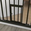 PawHut 36"H Dog Gate with Cat Door, Pet Gate with Small Door, Easy Open Indoor Dog Gates for Doorways, House, Stair, 29"-31.5" Long, Black