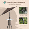 Outsunny 4 Piece Patio Bar Set, Sling Folding Outdoor Furniture with Umbrella for Poolside, Backyard and Garden, Brown