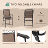 Outsunny 4 Piece Patio Bar Set, Sling Folding Outdoor Furniture with Umbrella for Poolside, Backyard and Garden, Brown