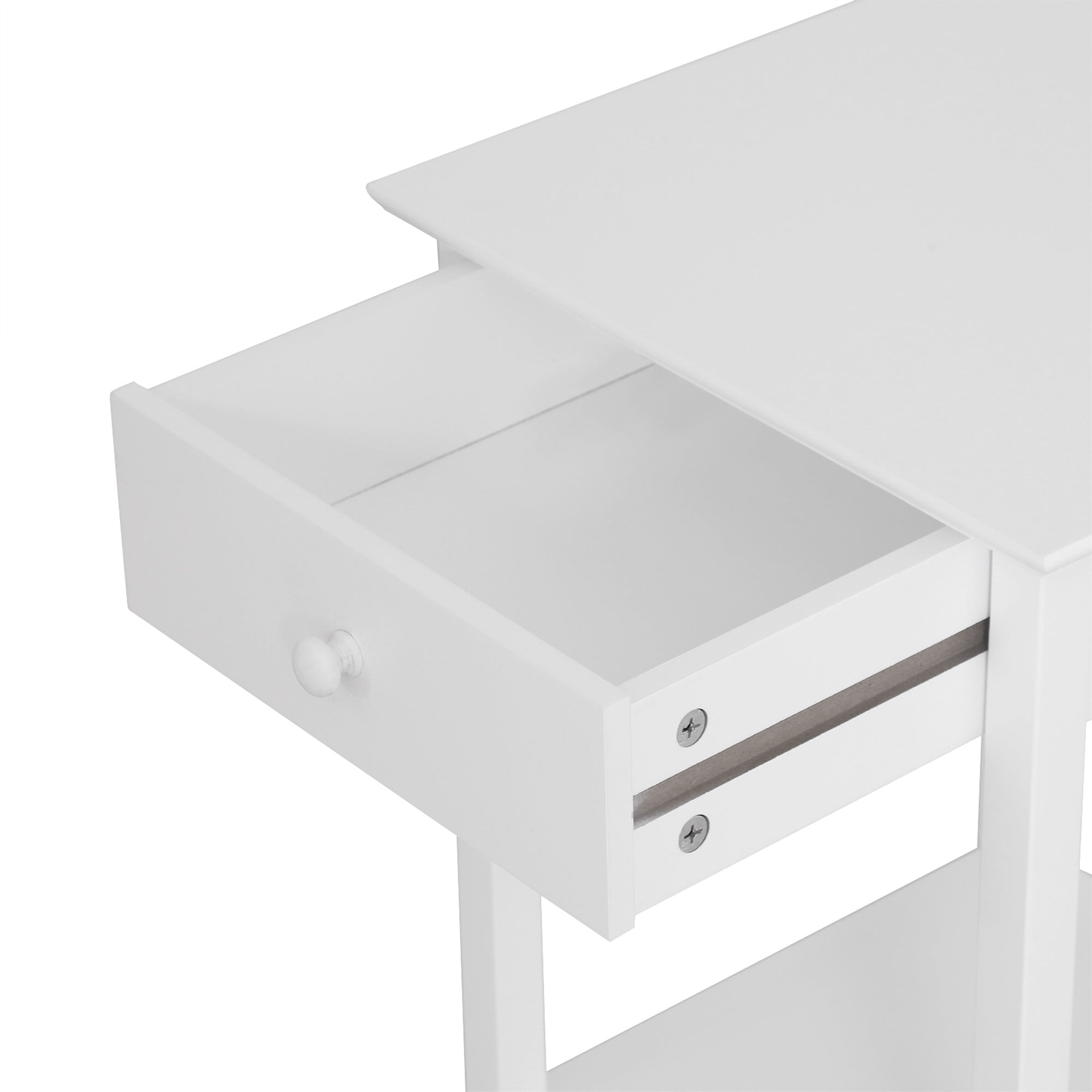 HOMCOM Modern Style Nightstand, Side Table with Drawer and Storage Shelf for Bedroom, 15.4" x 15.4" x 24", White