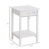 HOMCOM Modern Style Nightstand, Side Table with Drawer and Storage Shelf for Bedroom, 15.4" x 15.4" x 24", White