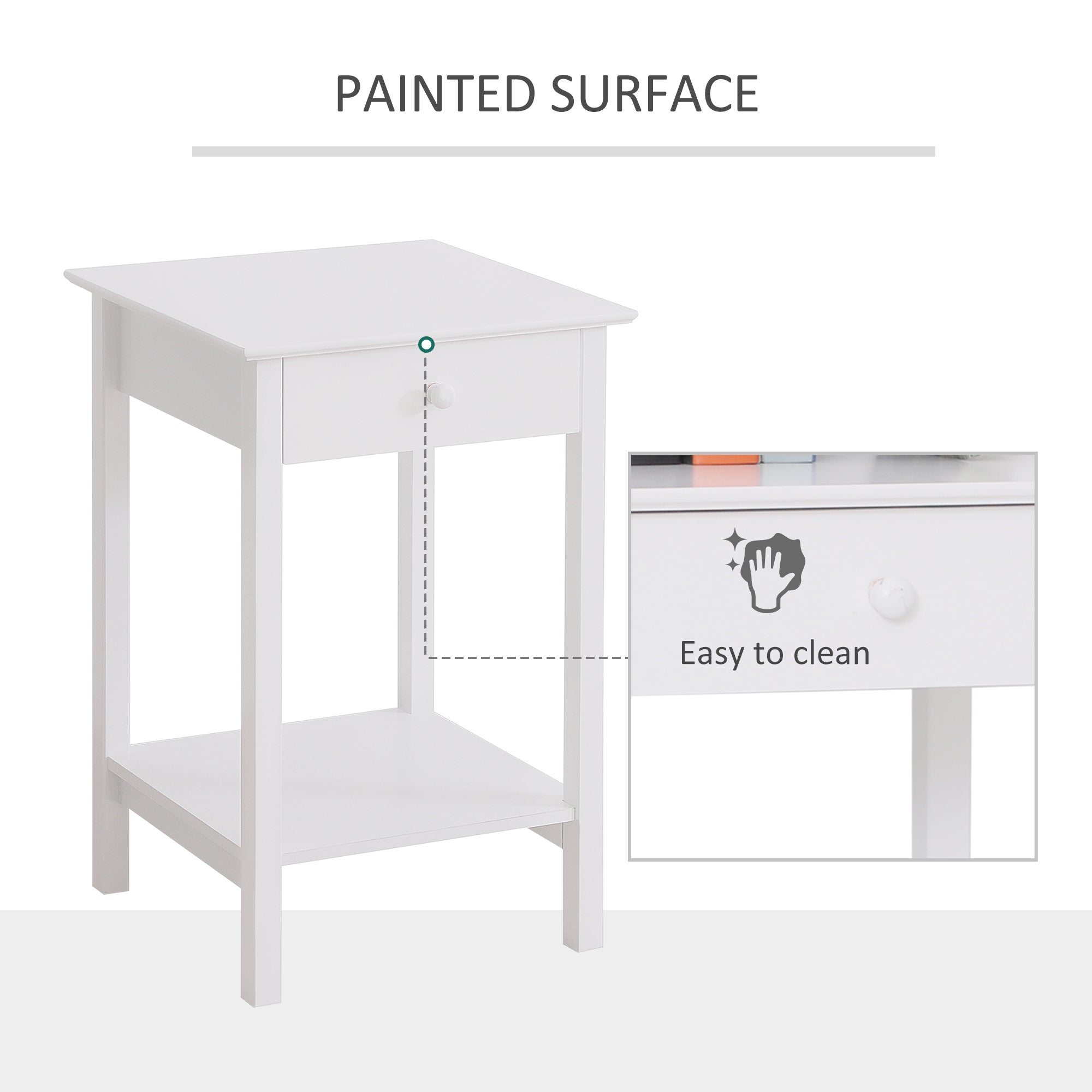 HOMCOM Modern Style Nightstand, Side Table with Drawer and Storage Shelf for Bedroom, 15.4