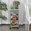 HOMCOM Bar Cart, 4-Tier Kitchen Cart with Removable Serving Tray, Rolling Coffee Cart on Wheels with Drawer for Dining Room, Living Room (Grey)