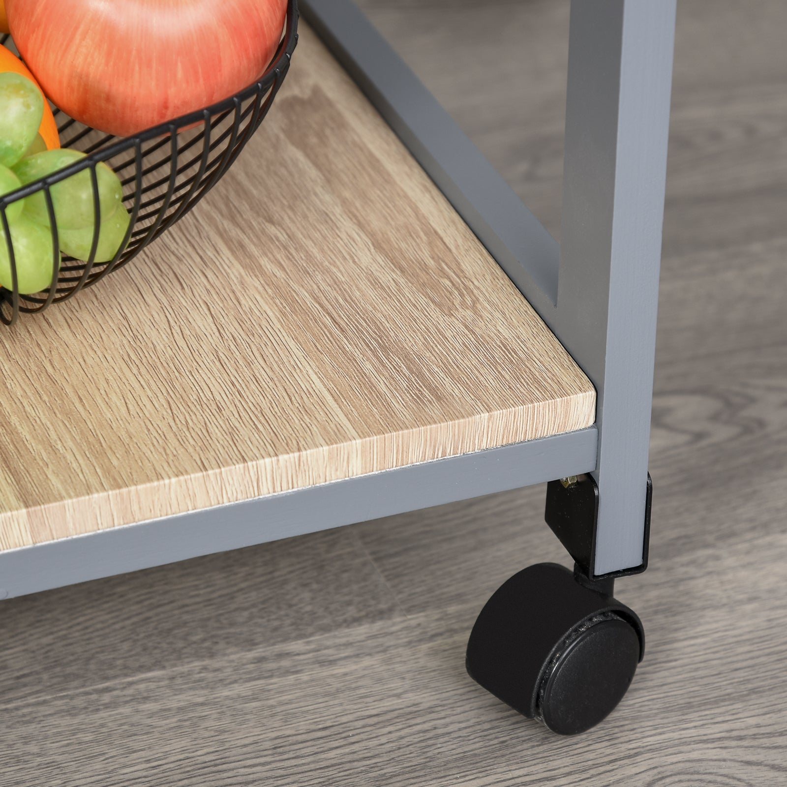 HOMCOM Bar Cart, 4-Tier Kitchen Cart with Removable Serving Tray, Rolling Coffee Cart on Wheels with Drawer for Dining Room, Living Room (Grey)