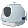 PawHut Enclosed Cat Litter Box, Covered Litter Box with Lid and Scoop, Cat Box Enclosure with Pull-out Drawer Type, Front Door and Skylight, Easy to Clean, Blue