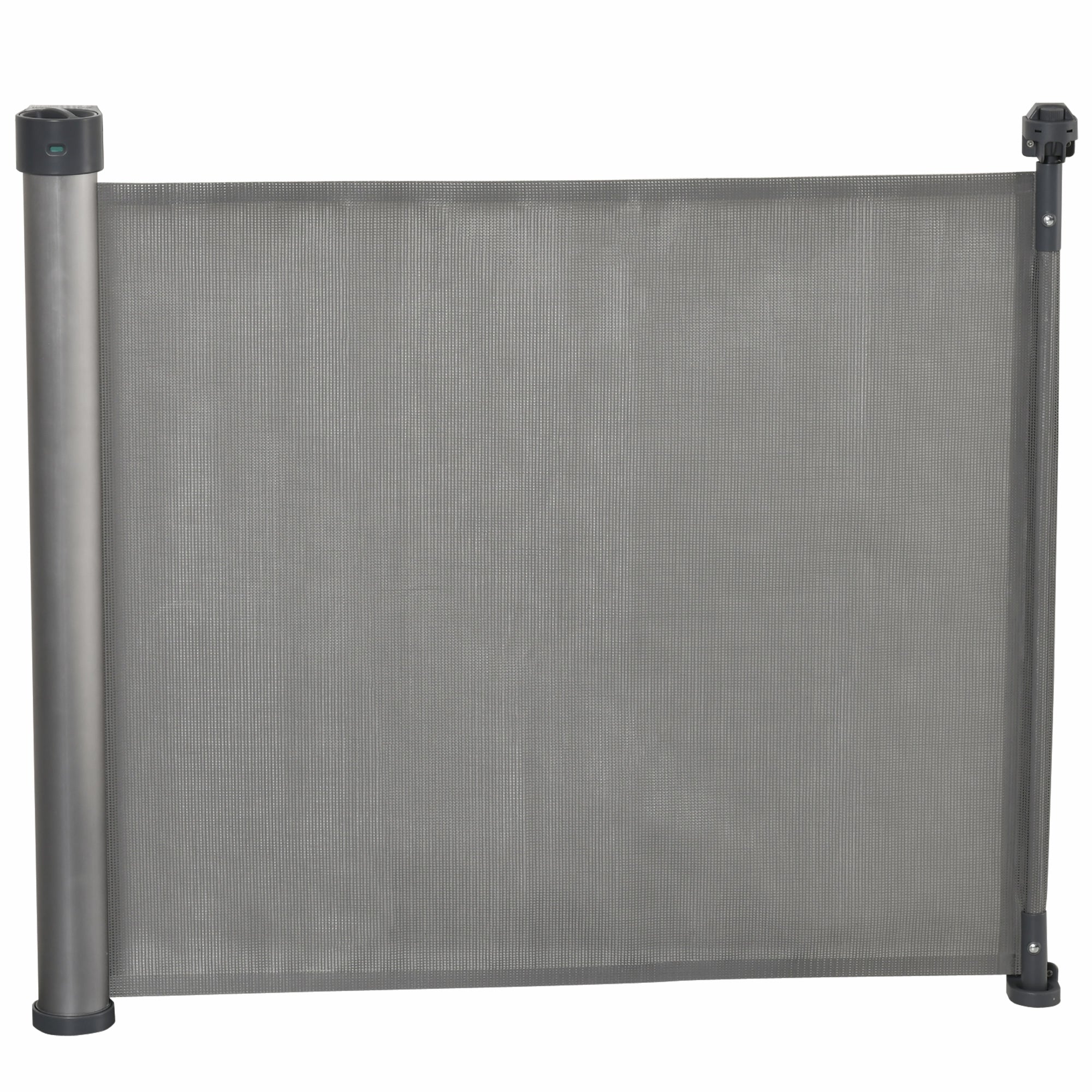 PawHut Retractable Stair Gate for Dogs 140cm Extendable, 88cm Tall, Extra Wide Foldable Mesh Pet Safety Gate with Single Hand Operation, for Doorways, Hallways, Stairs - Grey