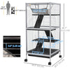 PawHut 4-Tier Rolling Small Animal Cage, Deluxe Guinea Pig Cage, Ferret Cage for Mink Chinchilla Kitten Rabbit, Small Pet Play House with Hammock Platform, Ramp, Removable Tray, Light Grey