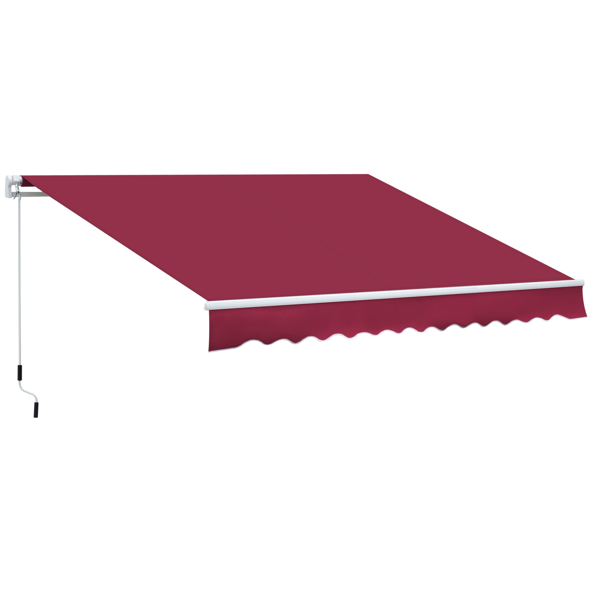 Outsunny 12' x 8' Retractable Awning Patio Awnings Sun Shade Shelter with Manual Crank Handle, UV & Water-Resistant Fabric and Aluminum Frame for Deck Balcony Yard, Red