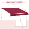 Outsunny 12' x 8' Retractable Awning Patio Awnings Sun Shade Shelter with Manual Crank Handle, UV & Water-Resistant Fabric and Aluminum Frame for Deck Balcony Yard, Red