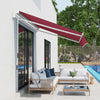 Outsunny 12' x 8' Retractable Awning Patio Awnings Sun Shade Shelter with Manual Crank Handle, UV & Water-Resistant Fabric and Aluminum Frame for Deck Balcony Yard, Red