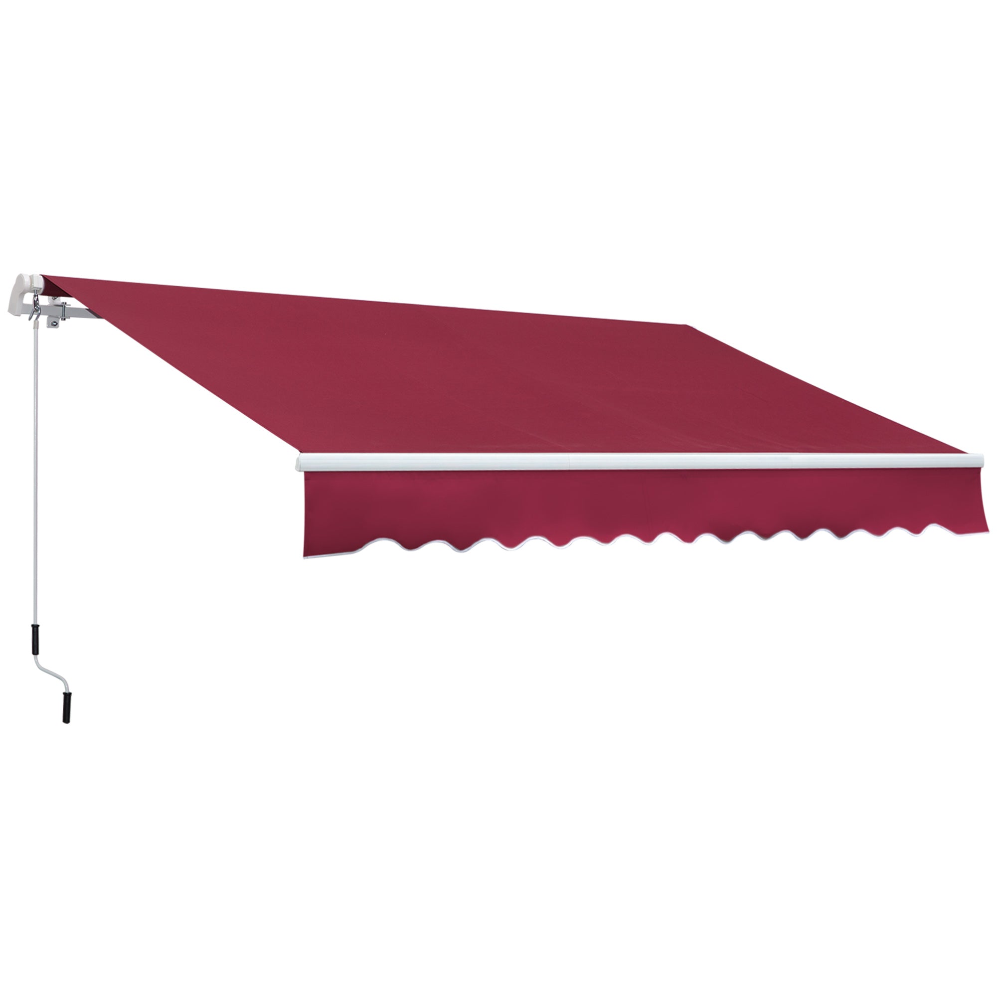 Outsunny 12' x 8' Retractable Awning Patio Awnings Sun Shade Shelter with Manual Crank Handle, UV & Water-Resistant Fabric and Aluminum Frame for Deck Balcony Yard, Red