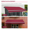 Outsunny 12' x 8' Retractable Awning Patio Awnings Sun Shade Shelter with Manual Crank Handle, UV & Water-Resistant Fabric and Aluminum Frame for Deck Balcony Yard, Red
